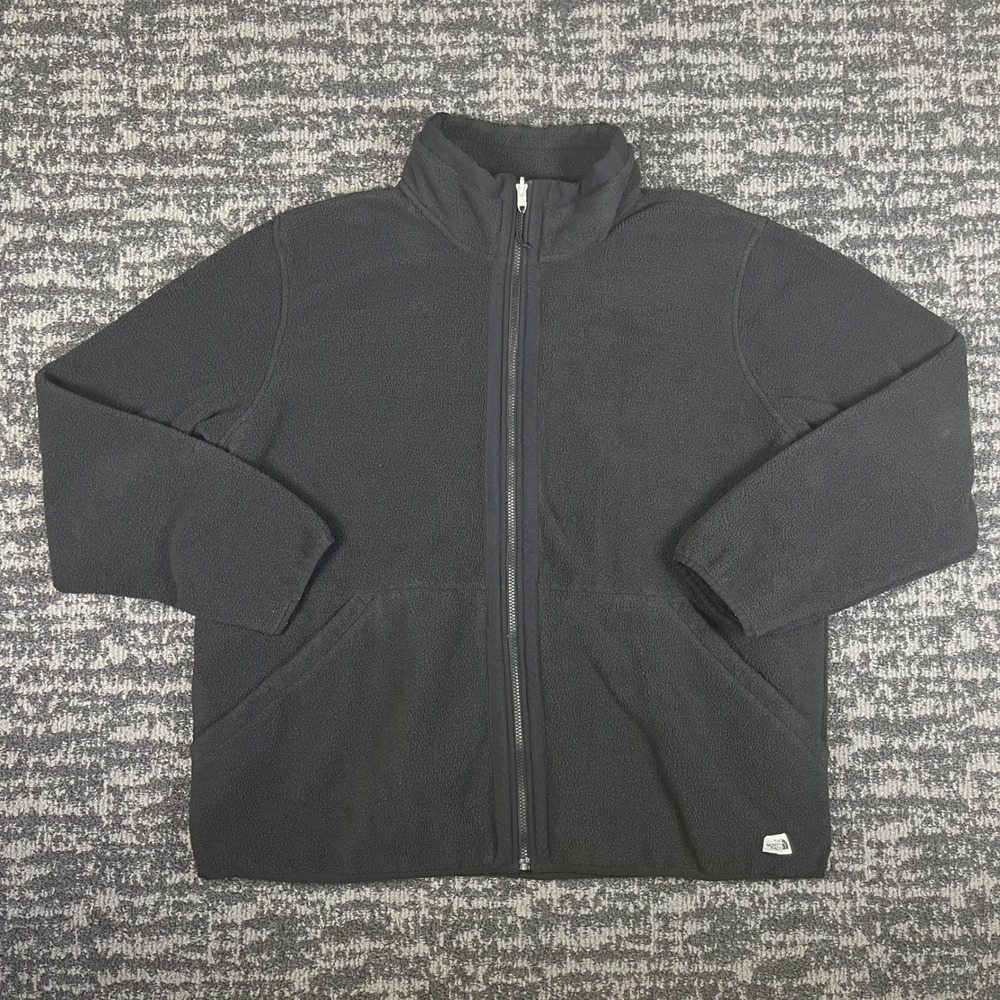 The North Face Fleece Jacket Mens XXL Black Full Zip Mock Neck Outdoor Warm